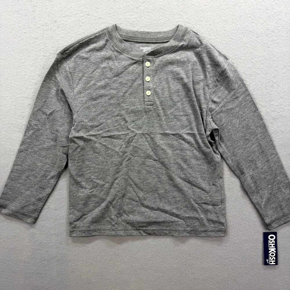 Lot Of 2 OshKosh B'gosh Henley Shirt Toddler Boys 6/6A Gray Pink Cotton Pullover